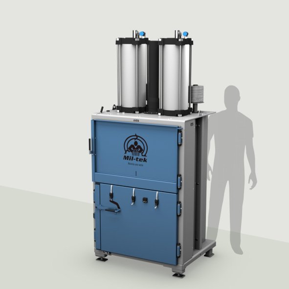 A406-2026 - cardboard baler & plastic baler - blue machine - grey background - Mil-tek Middle East
