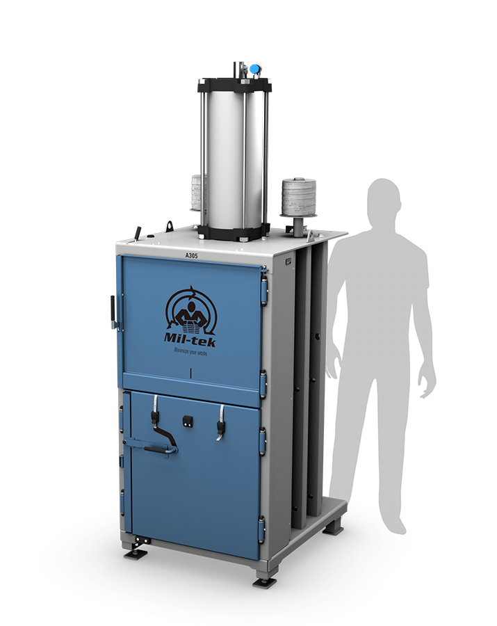 A305-2026-blue-and-gray-cardboard-and-plastic-baler-Mil-tek-Middle-East